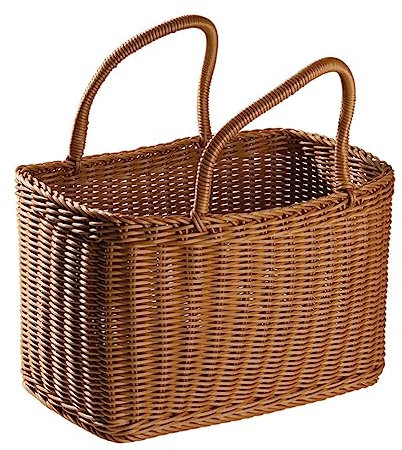 Zerodeko Afrikanischer Marktkorb Ovaler Geflochtener Strohkorb Mit Griff Ghana-Korb Blumentopf Einkaufstasche Strandtasche Einkaufstasche Blumen-Picknickkorb Zur Spielzeugaufbewahrung