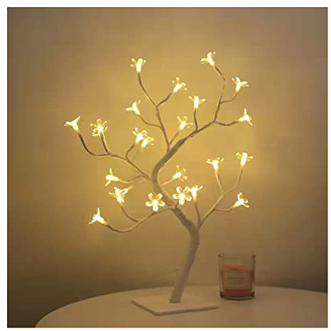 LED-Tisch-Bonsai-Baum-Lampe, USB-Baumlampe, Weihnachts-Schlafzimmer-Dekoration, Nachtlicht (Weiße 24 Lichter Sakura)