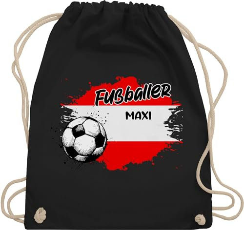 Turnbeutel Rucksack - 2026 Fussball WM Fanartikel - Personalisierbares Österreich Motiv | Individuelles Austria Design | Mit eigenem Namen | Österreich - Unisize - Schwarz - name fußball