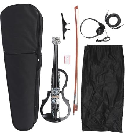 Elektro-Geigen-Set, 4/4, Volle Größe, Kohlefaser, Geräuschlos, Elektrische Geige, Saiteninstrumente für Anfänger, Erwachsene, Jugendliche, mit Tonabnehmer