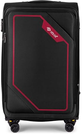 Solier Reisekoffer Koffer mit 4 Rollen Leicht Tourister Trolley Rollkoffer mit Zahlenschloss Groß Reisetrolley (SCHWARZ/ROT, M 40L)