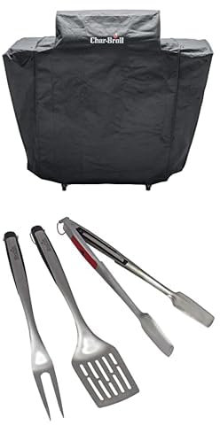 Char-Broil Wetterschutzhaube für SMART-E Grill + 3-teiliges Premium Grillzubehörset