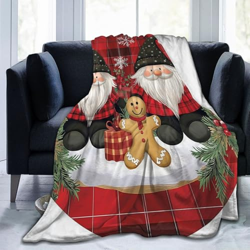 Mexpekil Weihnachtsdecke, weich, gemütlich, flauschige Flanell-Fleecedecke für Sofa, Bett, Camping, Reisen, 102 x 76 cm, Rot