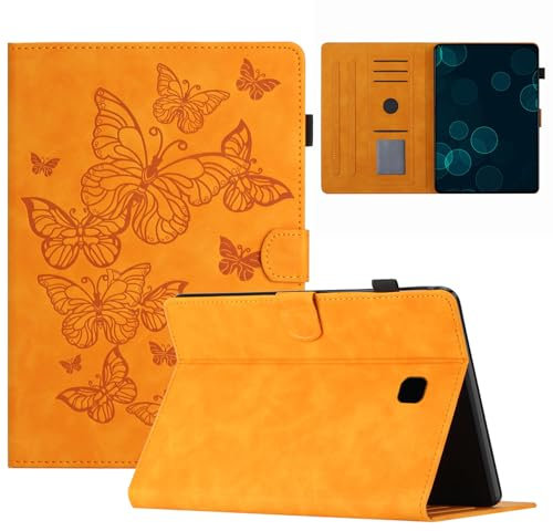 DayQiQiPu Caso per Samsung Galaxy Tab S2 8,0 Pollici 2015 SM-T710/ T713/ T715 Motivo di Farfalle Cavalletto Chiusura Magnetica Flip Copertura Protettiva con Auto Svegliati/Sonno,Giallo