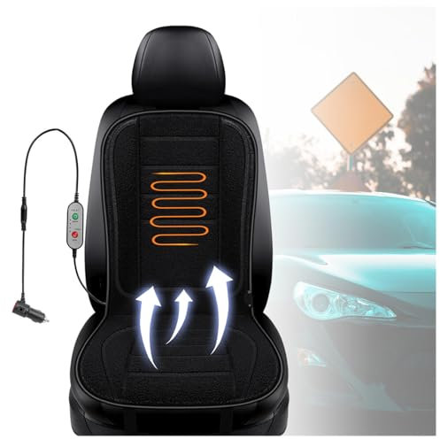 Wizvox 12v Sitzauflage Auto Heizung, Stromschutz,Intelligente Steuerung Beheizbarer Sitzbezug Auto Kaschmirstoff,rutschfest Sitz Auto Auflage für Reisen Geeignet 1 Stück