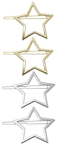 Aikeis Lot de 4 pinces à cheveux en forme d'étoile en métal pour femmes et filles, accessoires de cheveux chics et simples, accessoires de cheveux simples (or, argent)