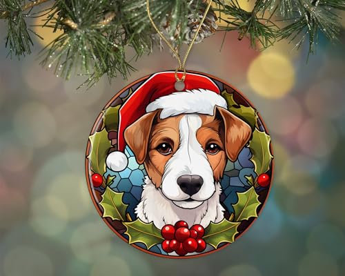 Jack Russel Terrier Hund Hängende Ornamente Weihnachtsbaumschmuck Keramik Weihnachtsbaum Deko Mit Schnur Weihnachten Ornamente
