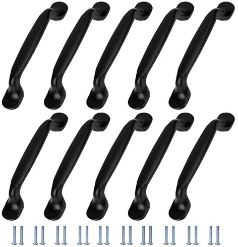 Jesustree Tiradores Cocina Armarios Negro 10 Piezas 128mm Tiradores de Mueble Arco de Aleación Aluminiocon con Tornillos para Puerta de Armario Cajones