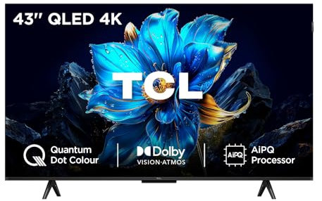 TCL 43P7K-UK 43 QLED 4K Ultra HD HDR Google TV (Google Assistant, Freeview Play, Dolby Atmos, Dolby Vision, HDR10+, 120Hz Game Accelerator, Motion Clarity,2025 New Model)