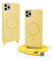 CUZZCASE Funda Magnética Compatible con iPhone 11 Pro MAX(6.5),(Compatible con MagSafe Carga Inalámbrica), Ajustable Collar Correa Silicona Carcasa-Amarillo