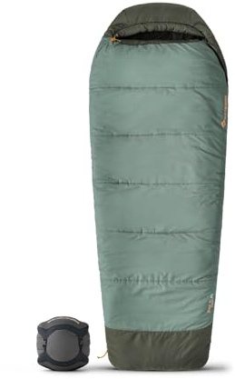 SEA TO SUMMIT - Boab Schlafsack aus Kunstfaser (–1 °C) - Rechteckig - Durchgehender Reißverschluss - Revive Loft-Isolierung - RCS-Recyclingmaterialien - Für Camping & Trekking - Grün