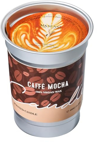 M&SENSE Duftkerzen Coffee, 460g Mokka Kaffee Kerze, Herbst Kerze Brenndauer bis 99 Std. Vegan Natürliche Sojakerze, Duftkerze mit Kaffee für Kaffeeliebhaber, Männer, Frauen