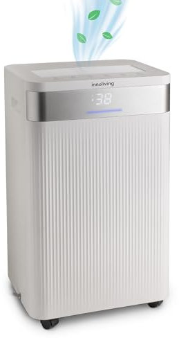 Innoliving Deumidificatore 20-40L, Modalità Asciugatura e Purificazione, Gas R290 Eco-Friendly, Timer 24h, Digitale, Capiente, Sbrina Autom (40L al Giorno (Serbatoio 5.5 Litri) con Purificazione Aria)