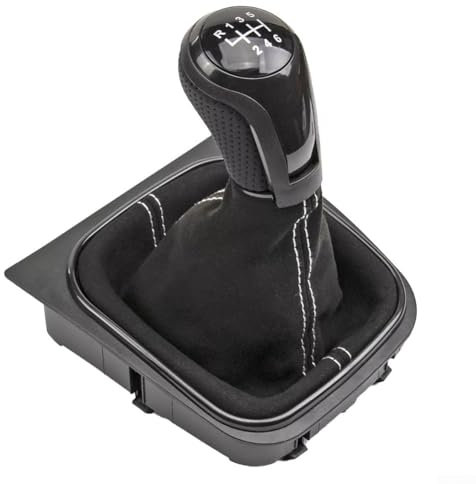 MeevrgR Pomo de palanca de cambios de piel, negro, 5/6 velocidades, para Golf 5/6, Jetta MK3, Scirocco III, para EOS, fácil instalación (6 velocidades)