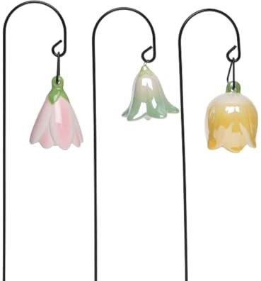 itsisa Blumenstecker Blütenglocke (3er Set) H:30 cm aus Dolomit - Stecker mit Glocken in Blütenform, Gartenstecker Blume, Gartendeko, Deko Garten