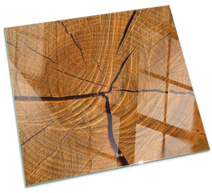 Kamin Bodenplatte Glas 50x50 cm Bodenbelag Schutz vor Schäden Wasserdicht Schutz vor Glut Wohnzimmer Schutz vor Kontamination Platz Herdboden Polierte Kanten - Holzmaserung im Querschnitt