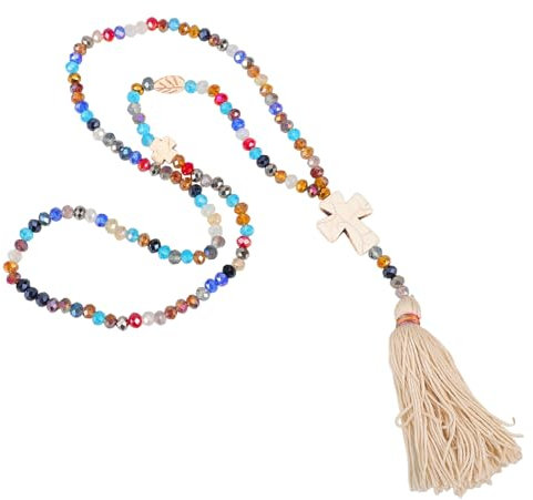 VANZACK Collier Sautoir Bohème Chic Pour Femme Avec Pendentif Gland Et Cristal Coloré Élégant Pour Pull Hiver Bijou Créatif