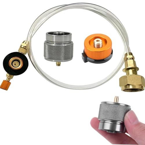 Camping Gaskartusche Adapter Set, 60cm Schlauch, LPG Ventil Adapter für Propan Flachzylinder, Gaskartuschen Schraubventil