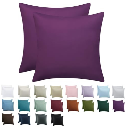 Tifschlaf Kissenbezug 80x80 2er Set - Kopfkissenbezug 80 x 80 Lila mit Reißverschluss aus Mikrofaser Weich, 80x80cm Violett Pillow Case