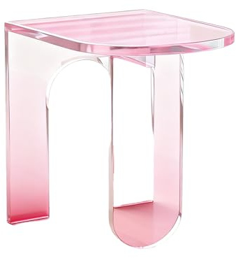 Zihpil Moderner Beistelltisch Aus Acryl, Nachttisch, Satztische FüR Wohnungen | Halbrund, Farbverlauf, Stilvoll, Elegant Und Schmal, FüR Kleine RäUme Geeignet, Wohnzimmer, Schlafzimmer, BüRo,Rosa