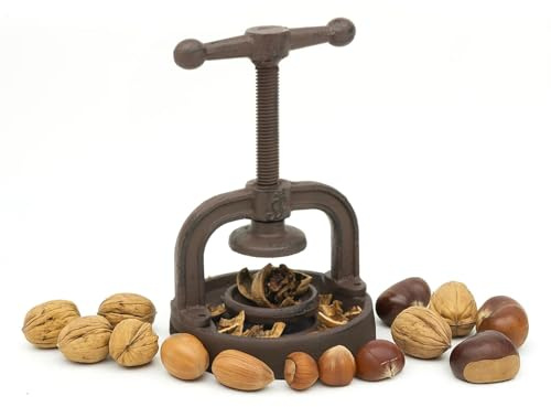 CKB LTD Vintage Nussknacker aus Gusseisen – Rustikaler Handkurbel-Schraubstock Nussknacker für Walnüsse, Haselnüsse und Nüsse, robuste dekorative Küchenwerkzeugpresse
