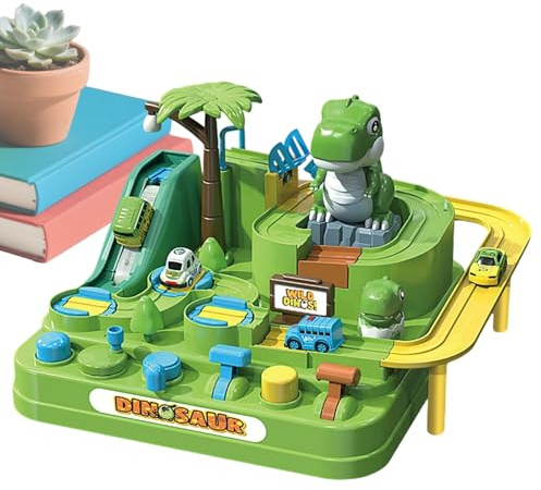 Spielzeug Auto Rennbahn,Dinosaurier Rutschbahn Zug Fahrzeuge | Weihnachts Abenteuer Thema Dinosaurier Rennstrecke - für Kinder Mädchen Geburtstag Zuhause Schule Boden Spielzimmer