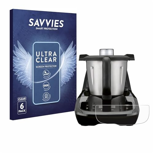 Savvies Schutzfolie für SilverCrest Monsieur Cuisine compact | 6 Stück Transparenter Displayschutz Made in Germany Ultra-Klar Displayschutz-Folie