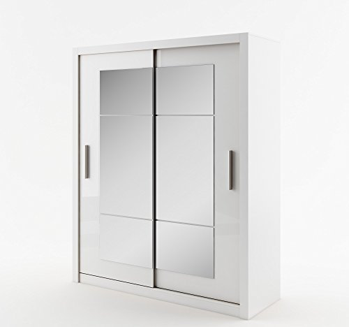 Schwebetürenschrank Kleiderschrank Schrank mit Schiebetür IDEA ID02 (Weiß Matt)