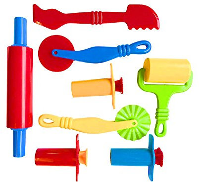 Kids B Crafty Play Dough Cutters And Tools Rolling Pin And Extruder Children Dough Set 8 Pack