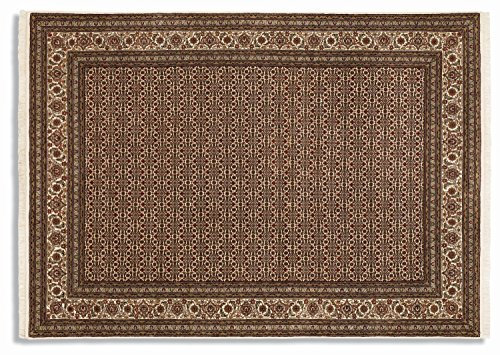 PARISA HERATI echter klassischer Orient-Teppich handgeknüpft in creme-creme, Größe: 80x350 cm