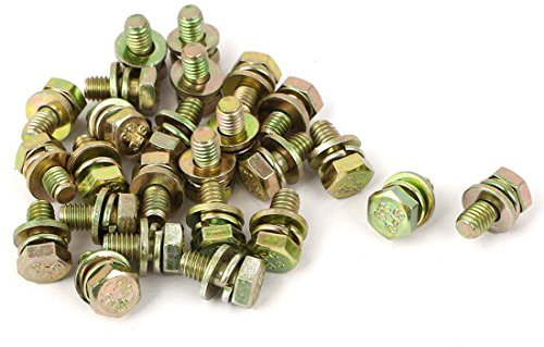 sourcing map 25 Stück Sechskantkopfschraube Sechskantschaft M6x12mm 8.8 Grad Gelb Verzinkt de