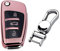 M.JVisun Doux TPU Clef Coque Porte-clés pour Audi A1 A3 A4 A6 A8 Quattro Q2 Q3 Q7 R8 RS3 RS6 S3 S6 TT TTS Pliant Clé de Voiture - Brillant Rose - Métal Porte-clés