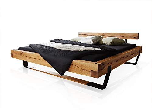 moebel-eins SANTERO Massivholzbett mit Balkenkopfteil, Wildbuche geölt, 200 x 200 cm