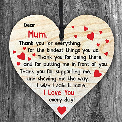 I Love You Mum - Handmade Wooden Perfect Hanging Heart Plaque-Sign Gift for Your Best Friendship