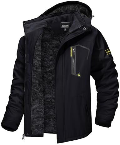 TACVASEN Winter Jacket for Men Fleece Jacket Ski Coat Snowboarding Warm Jacket Winter Parka for Men Hooded Water Resistant Rain Coat Tactical Jacket