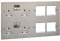 Schneider Electric Ultimate Flat Plate - Switched 4 Gang Power Socket, Double Pole, with Combination Media Plate, GU32204DMPWSS, Stainles Steel with White Insert