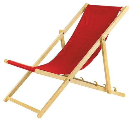 Liegestuhl klappbar aus Holz - 4er Set rot Leichte Klappliege - Faltbare & verstellbare Sonnenliege für Garten, Strand & Balkon - Gartenliege mit Atmungsaktiv Stoffbezug - Mischgewebe