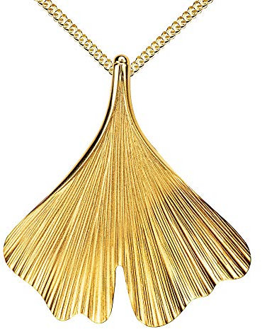 JEVELION Ginkgo kette 750 Gold 18 Karat 18K mit Ginkgo-Blatt Gold für Damen Mit Halskette 55 cm