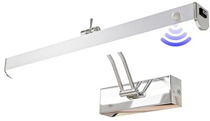 FREEDL LED Mirror Bathroom Light with Motion Detector, Over Mirror Light with Switch, Modern Bath Lamp Wall Light Adjustable Angle Stainless Steel Mirror Cabinet Light Waterproof, 6000K,42CM8W