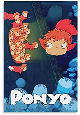 GNKIO Movie Posters Ponyo on The Cliff Anime Leinwand Kunst Poster und Wand Kunst Bild Druck Moderne Familie Schlafzimmer Dekor Poster 12x18inch(30x45cm)