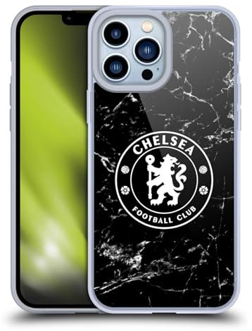 Head Case Designs Officially Licensed Chelsea Football Club Black Marble Crest Gel Case [Military Grade Protection] Compatible With Apple iPhone 13 Pro Max