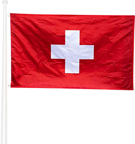 KliKil Bandera de Switzerland - Bandera 150x90cm Poliéster - Resistente a UV y Agua - Fácil Colocación con 2 Ojales Metálicos - Ideal para Celebraciones, Decoraciones y Eventos