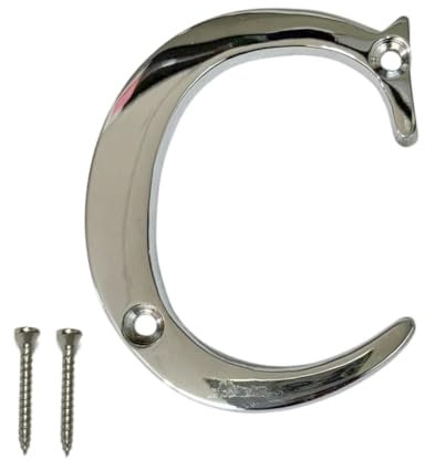 3 Inch Chrome Screw-On Letter C – Door Number for Wooden, uPVC or Composite Doors