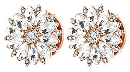 Beydodo Tunnel 12MM, Ohr Plug Edelstahl Rosegold Blume mit Zirkonia Ohr Tunnel Piercing 2PCS