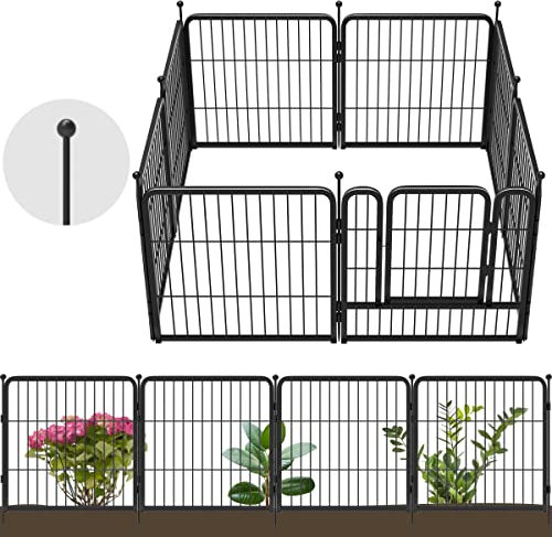 FXW Clôture décorative en métal pour jardin, barrière temporaire pour animaux pour cour, 2 panneaux, 1,2 m (L) × 61 cm (H), noir