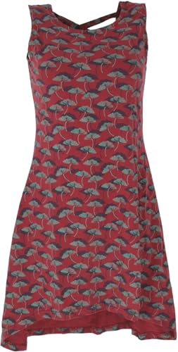 GURU SHOP Minikleid Riemchenrücken Bio-Baumwolle, Vokuhila Kleid | Fließend fallendes Design, raffinierter Rückenausschnitt, knielang, 95% Baumwolle, 5% Elastan.