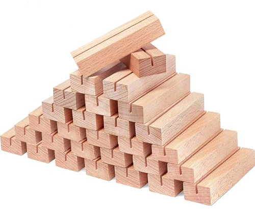 Gipizi Kartenhalter Holz 30 Stück Tischkartenhalter Buche Fotohalter,A6 Menükartenhalter für Restaurants, Tischnummer Platzkartenhalter für Hochzeiten, Bankette und Partys
