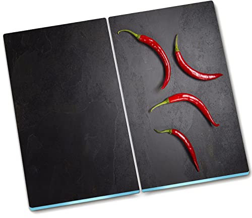 Decormat Schneidebretter Gehärtetes Glas Spritzschutz 2x30x52 cm Schutzbrett Küche Herdabdeckplatte - Chili -Pfeffer