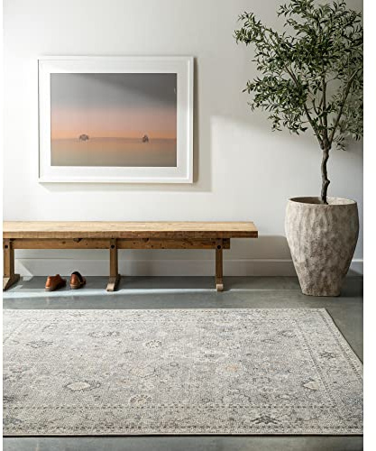 Livabliss x Becki Owens Davina Vintage Rug - Area Rugs for Living Room 120x170 cm, Bedroom - Scandi Neutral Rugs, Traditional Patterned Boho Style, Natural Easy Care Pile - Large Rug, Grey, Brown