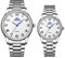 JewelryWe Paar Uhren Analog Quarz 30M Wasserdicht Pärchen Armbanduhr Klassisch Einfach Edelstahl Armband Partner Freundschaft Uhr mit Digital Zifferblatt & Uhrenwerkzeug Weiß